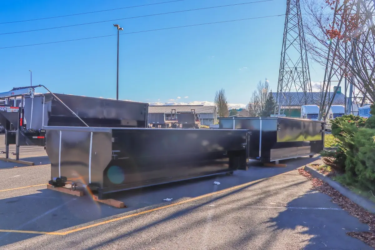 Roll-off dumpster ready for waste disposal at job site for Commercial Dumpster Rental in Charles Town
